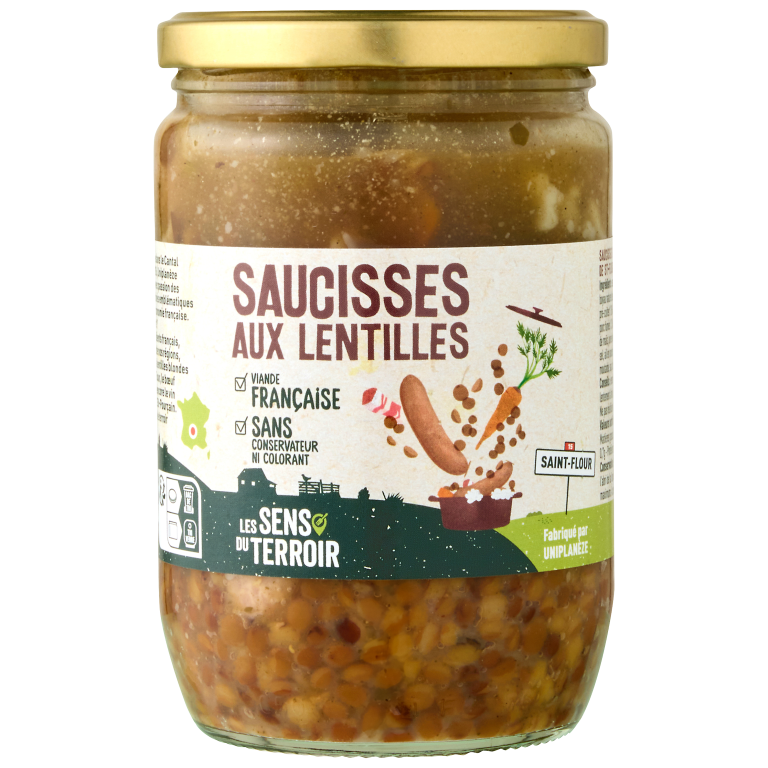 Saucisses aux lentilles blondes de Saint-Flour