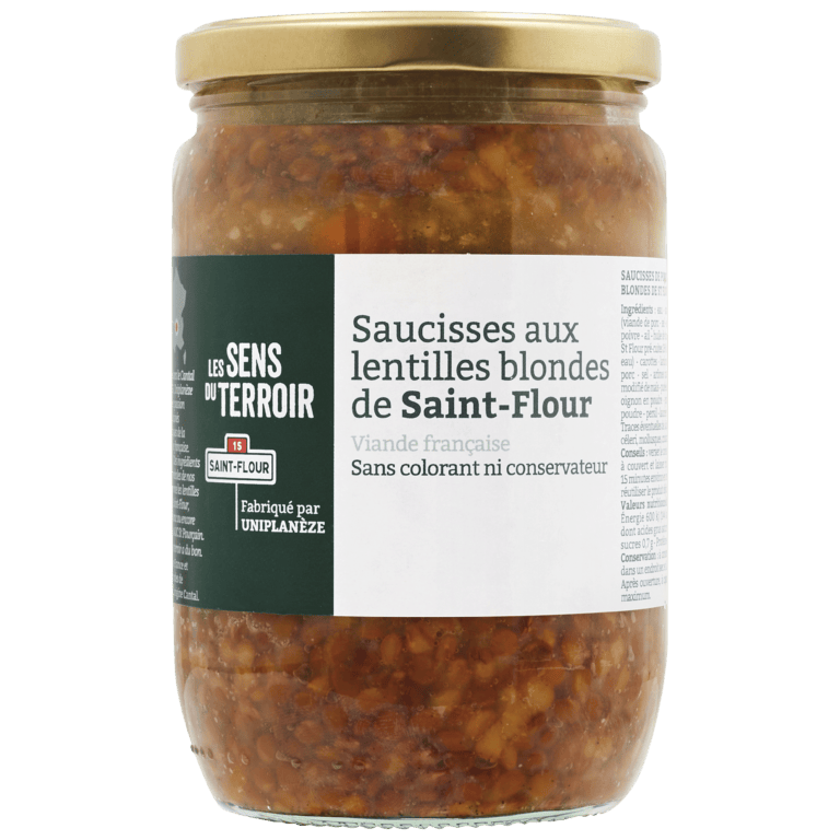 Saucisses aux lentilles blondes de Saint-Flour