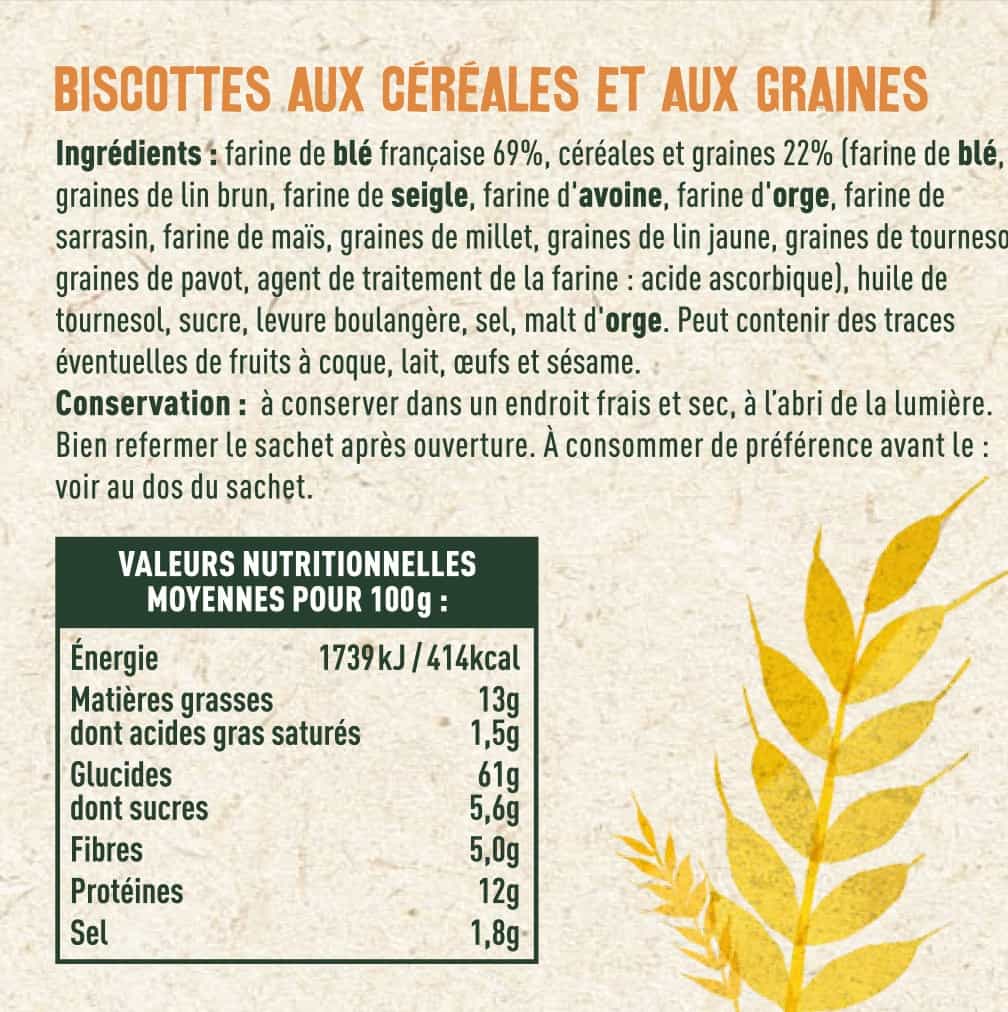 Biscottes graines et céréales - Les Sens du Terroir