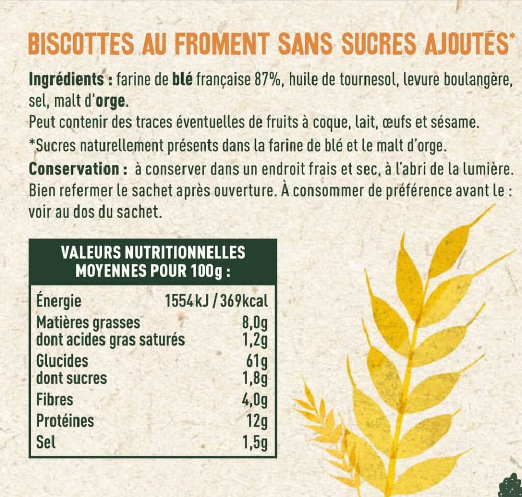 Biscottes sans sucres ajoutés - Les Sens du Terroir