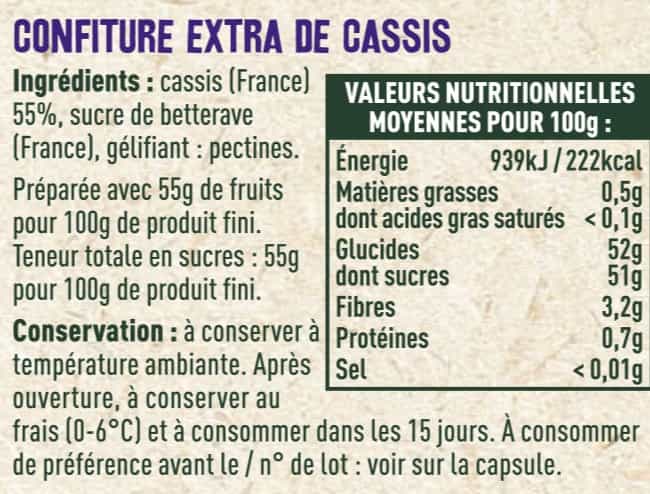 Confiture extra de cassis - Les Sens du Terroir