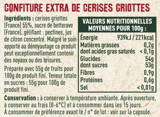 Confiture extra de cerises griottes - Les Sens du Terroir