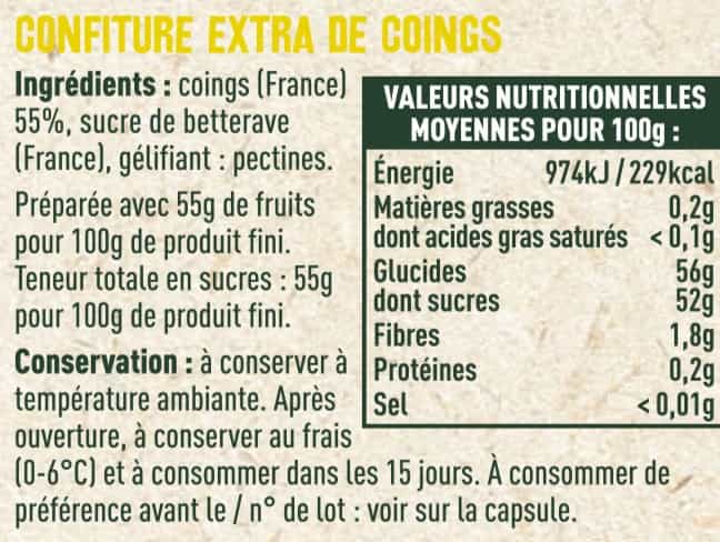 Confiture extra de coing - Les Sens du Terroir