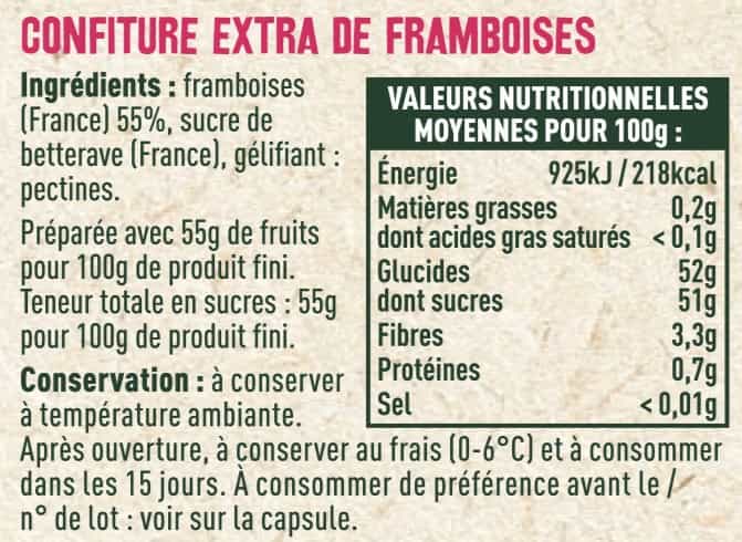 Confiture extra de framboises - Les Sens du Terroir