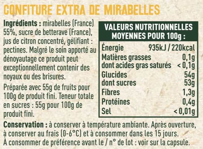 Confiture extra de mirabelles - Les Sens du Terroir