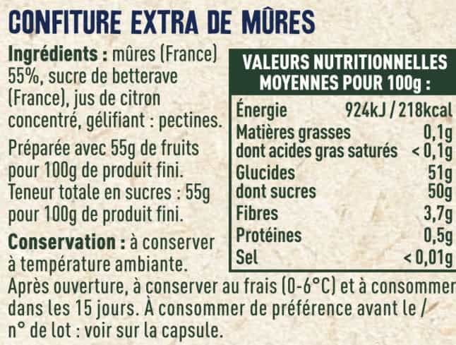 Confiture extra de mûres - Les Sens du Terroir