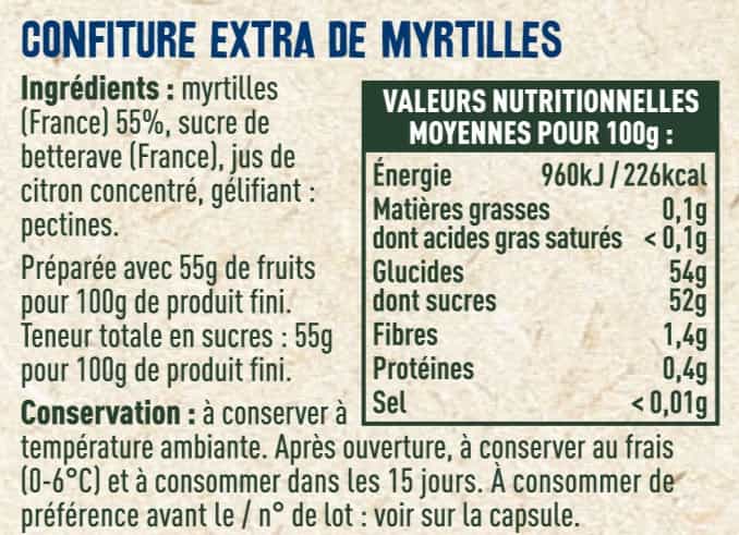 Confiture extra de myrtilles - Les Sens du Terroir