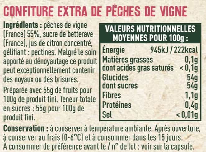 Confiture extra de pêches de vigne - Les Sens du Terroir