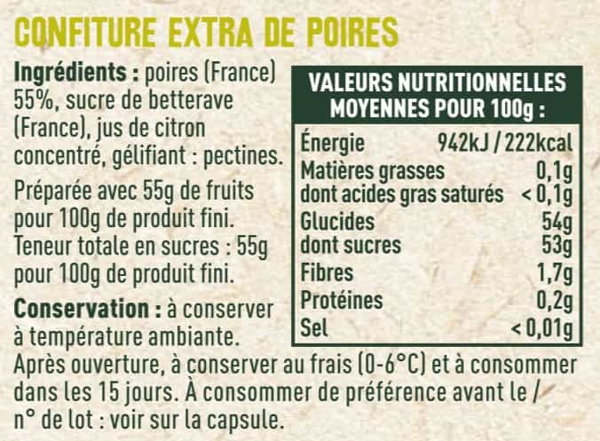 Confiture extra de poire - Les Sens du Terroir