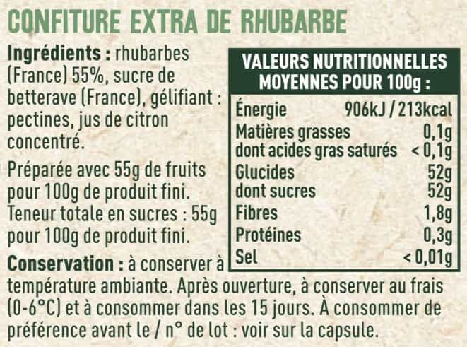 Confiture extra de rhubarbe - Les Sens du Terroir