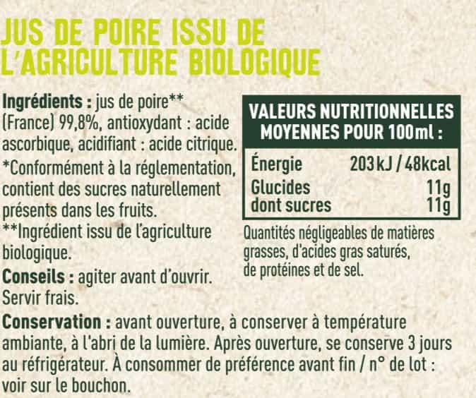 Jus de poire BIO - Les Sens du Terroir