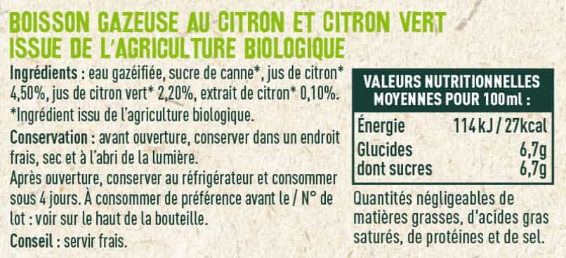 Limonade citron & citron vert BIO - Les Sens du Terroir