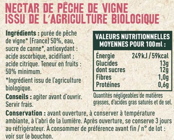 Nectar de pêche de vigne BIO - Les Sens du Terroir