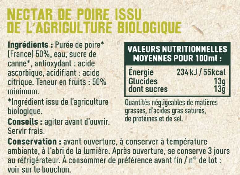 Nectar de poire BIO - Les Sens du Terroir