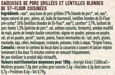 Saucisses aux lentilles blondes de Saint-Flour - Les Sens du Terroir