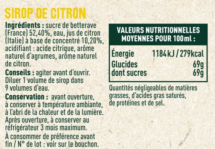 Sirop de citron - Les Sens du Terroir