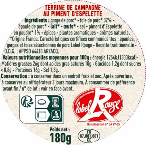 Terrine au piment d'Espelette Label Rouge - Les Sens du Terroir