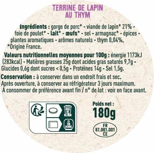 Terrine de lapin au thym - Les Sens du Terroir